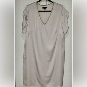NWT The Limited Satiny Grey Sheath Dress with beaded V-Neck